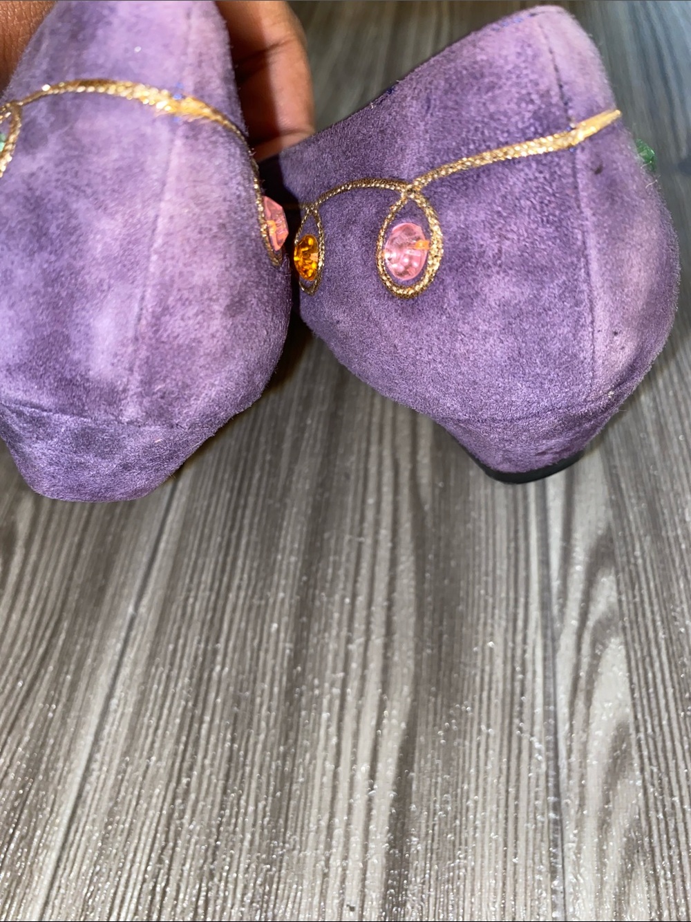 Vintage J.Renee Purple Velvet Jeweled Pointed Flats - Picture 4 of 7